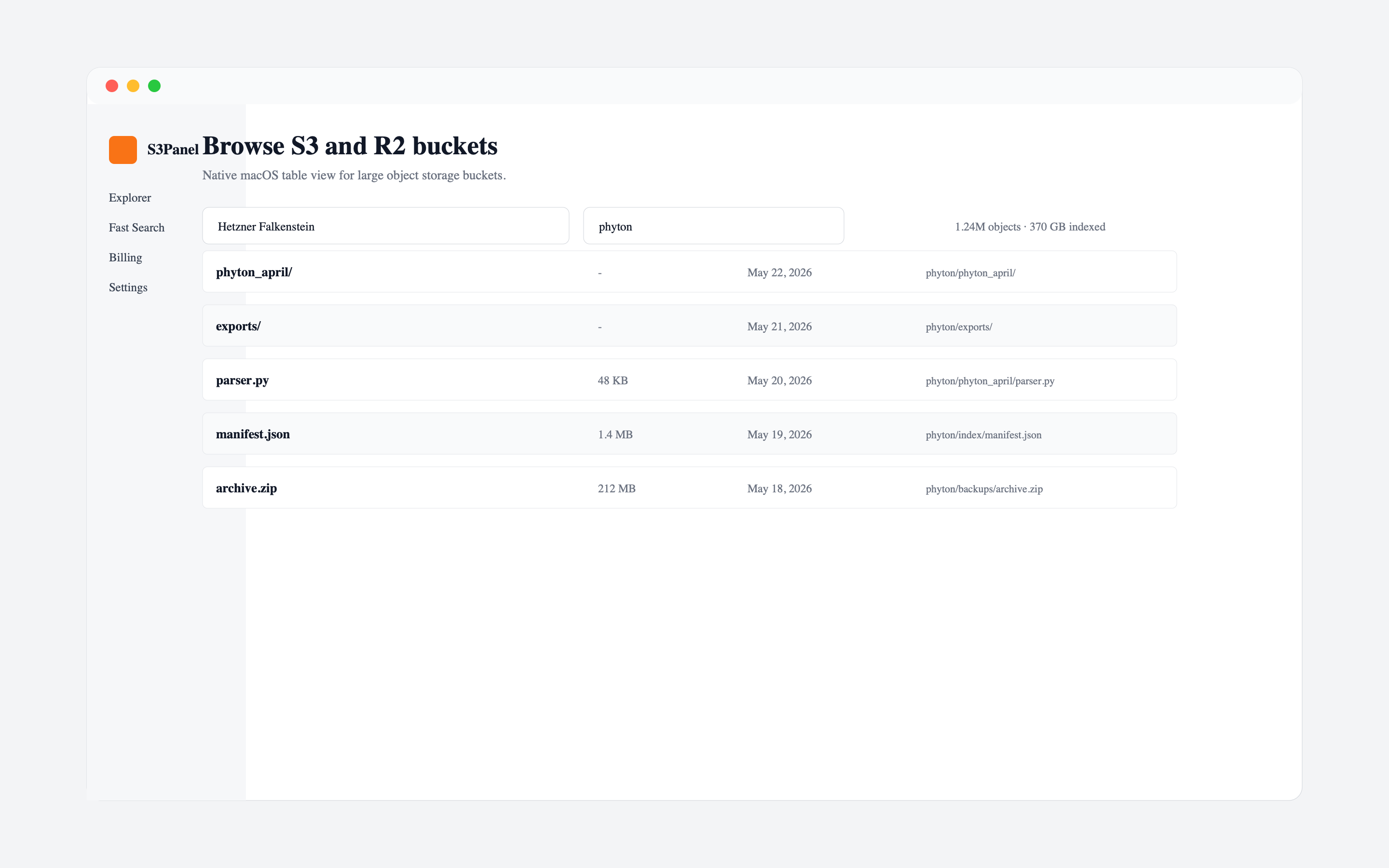 S3Panel object storage explorer